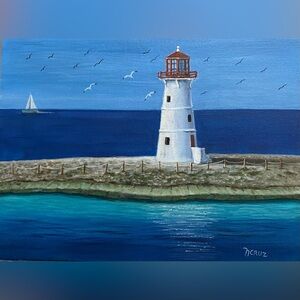 Hand Crafted Artwork-Lighthouse